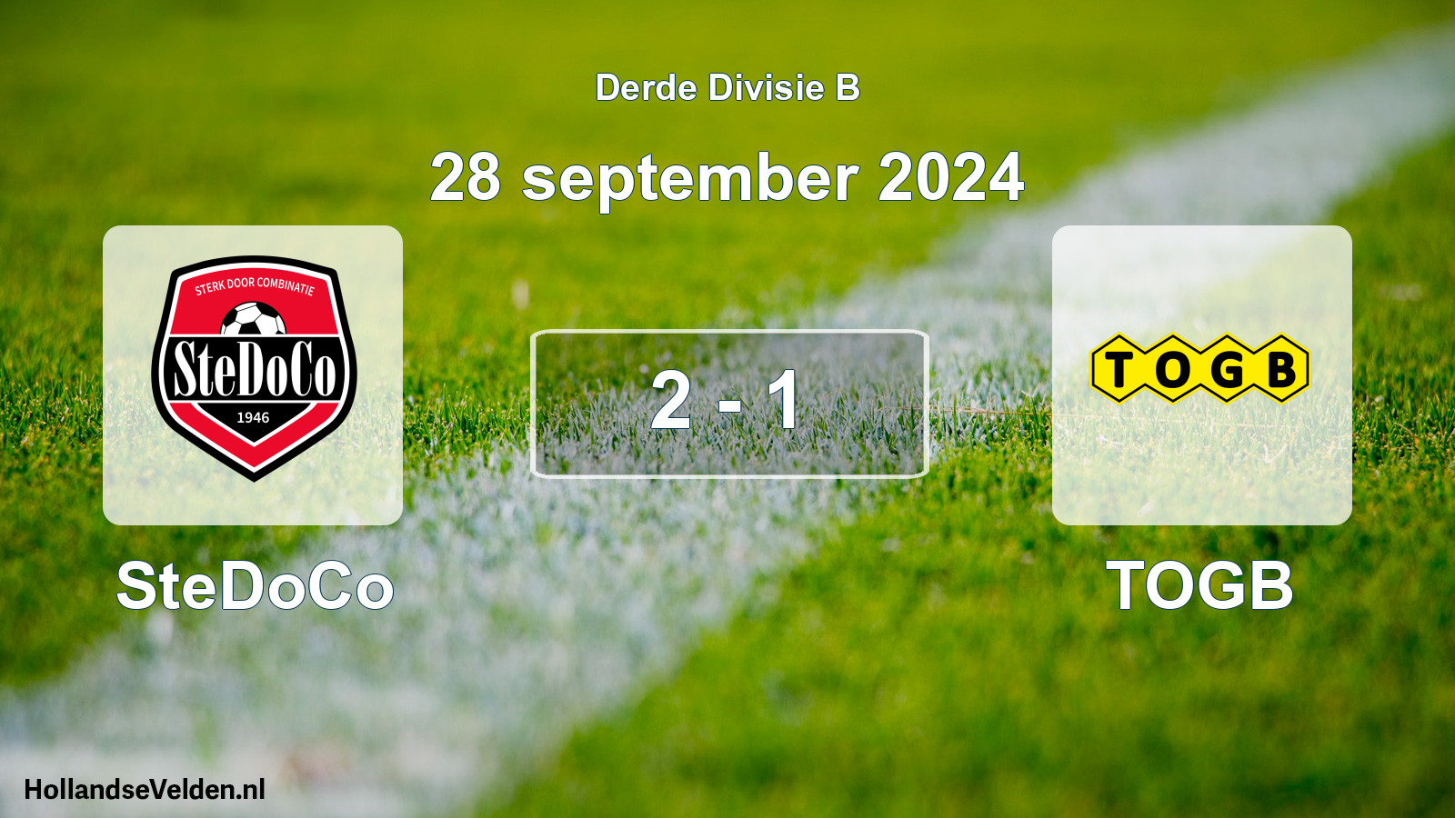 Gespeelde wedstrijd: SteDoCo - TOGB 2 - 1 (28 september 2024)