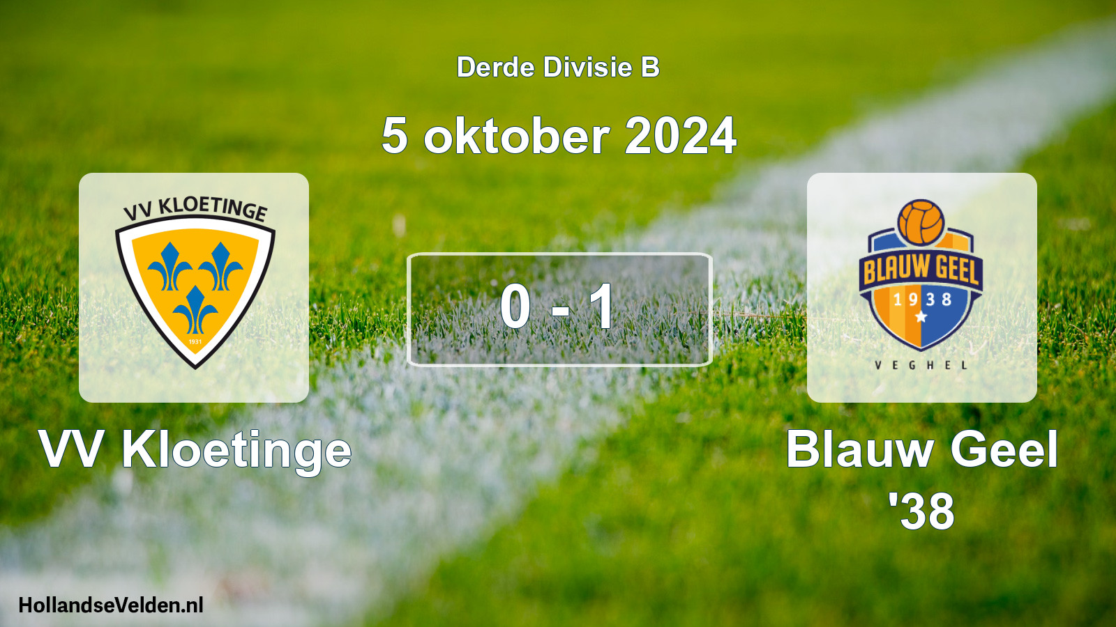 Gespeelde wedstrijd: VV Kloetinge - Blauw Geel '38 0 - 1 (5 oktober 2024)