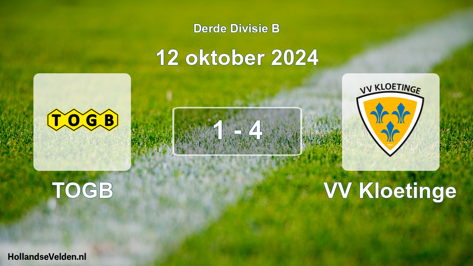 Gespeelde wedstrijd: TOGB - VV Kloetinge 1 - 4 (12 oktober 2024)