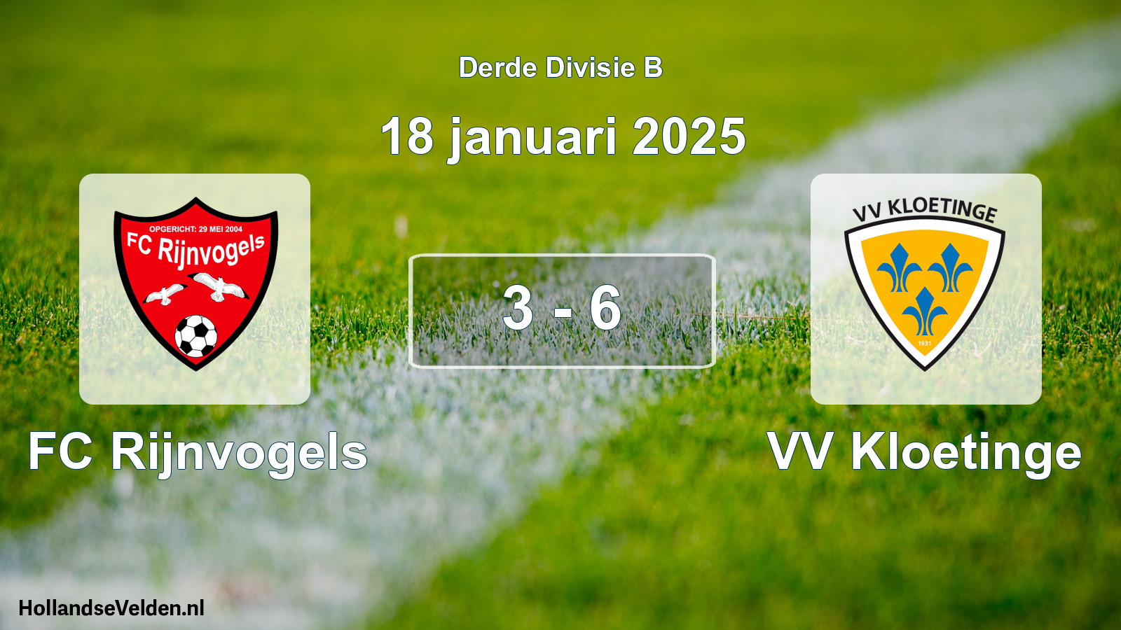 Gespeelde wedstrijd: FC Rijnvogels - VV Kloetinge 3 - 6 (18 januari 2025)