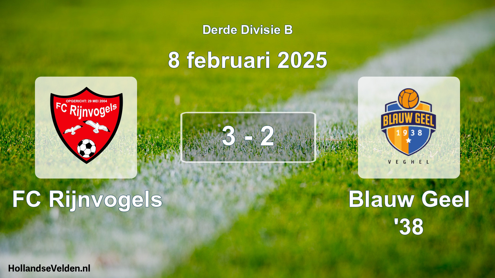 Gespeelde wedstrijd: FC Rijnvogels - Blauw Geel '38 3 - 2 (8 februari 2025)
