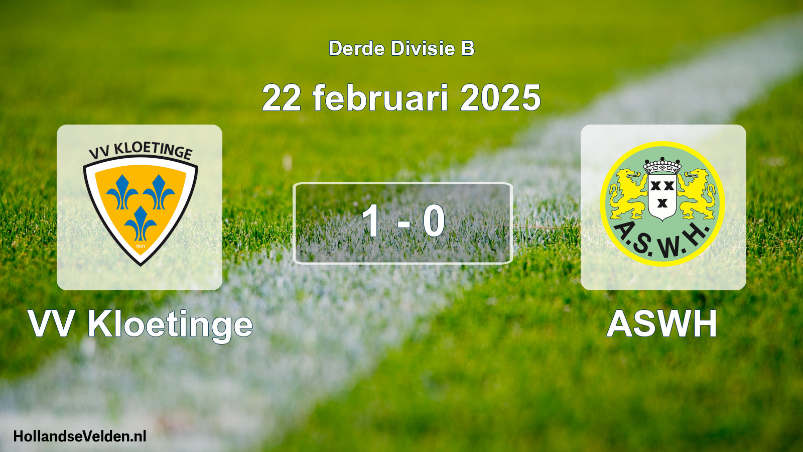 Gespeelde wedstrijd: VV Kloetinge - ASWH 1 - 0 (22 februari 2025)