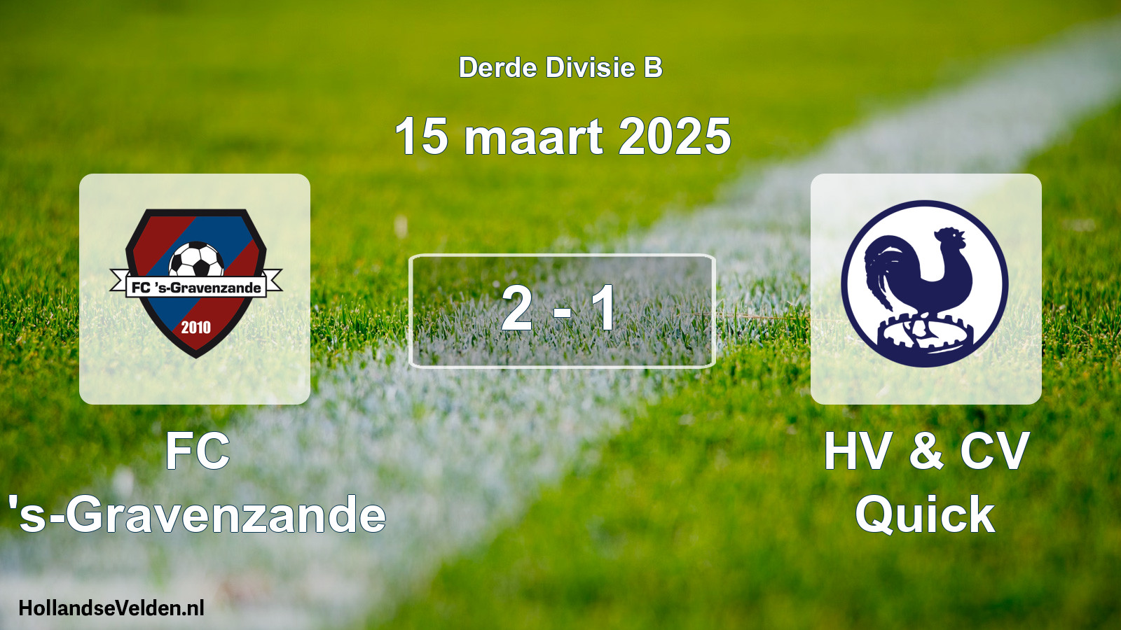 Gespeelde wedstrijd: FC 's-Gravenzande - HV & CV Quick 2 - 1 (15 maart 2025)