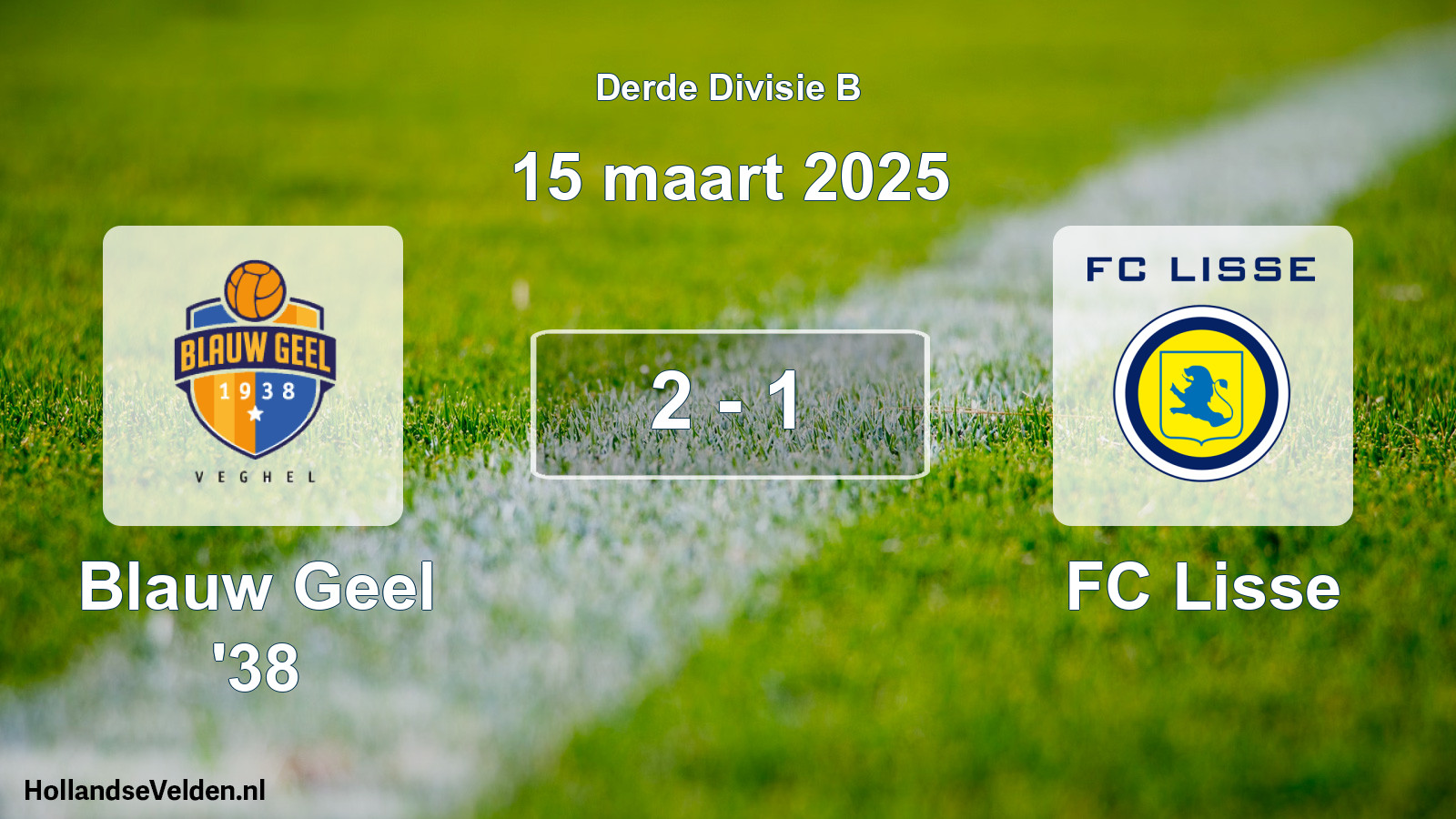 Gespeelde wedstrijd: Blauw Geel '38 - FC Lisse 2 - 1 (15 maart 2025)