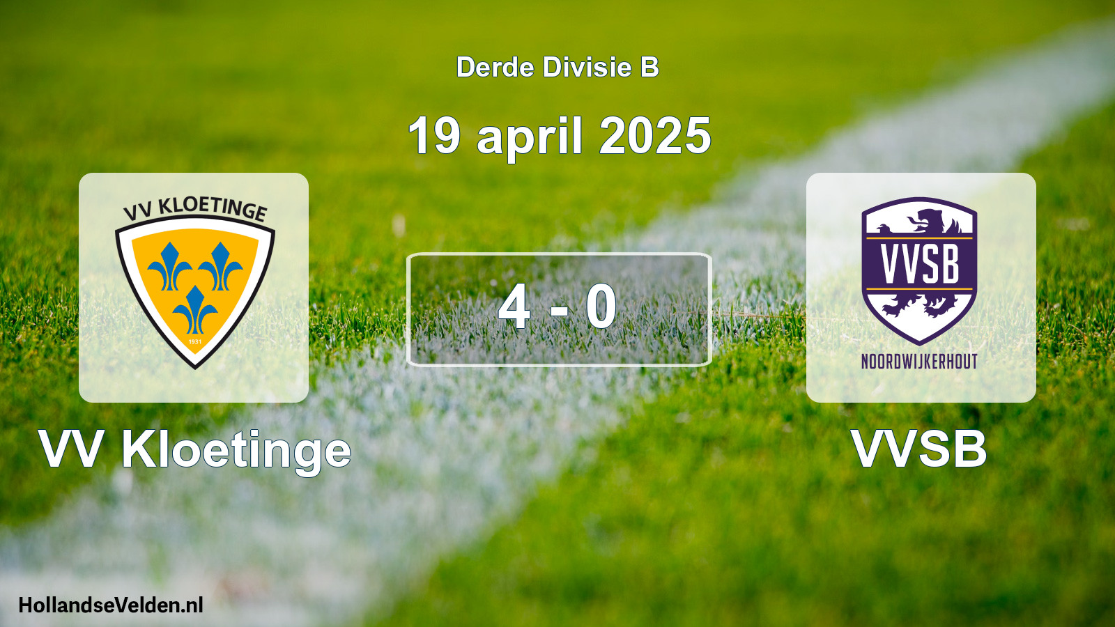 Gespeelde wedstrijd: VV Kloetinge - VVSB 4 - 0 (19 april 2025)