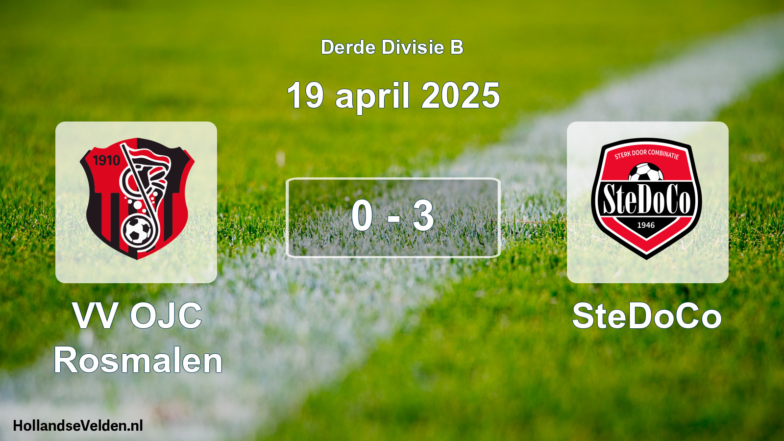 Gespeelde wedstrijd: VV OJC Rosmalen - SteDoCo 0 - 3 (19 april 2025)