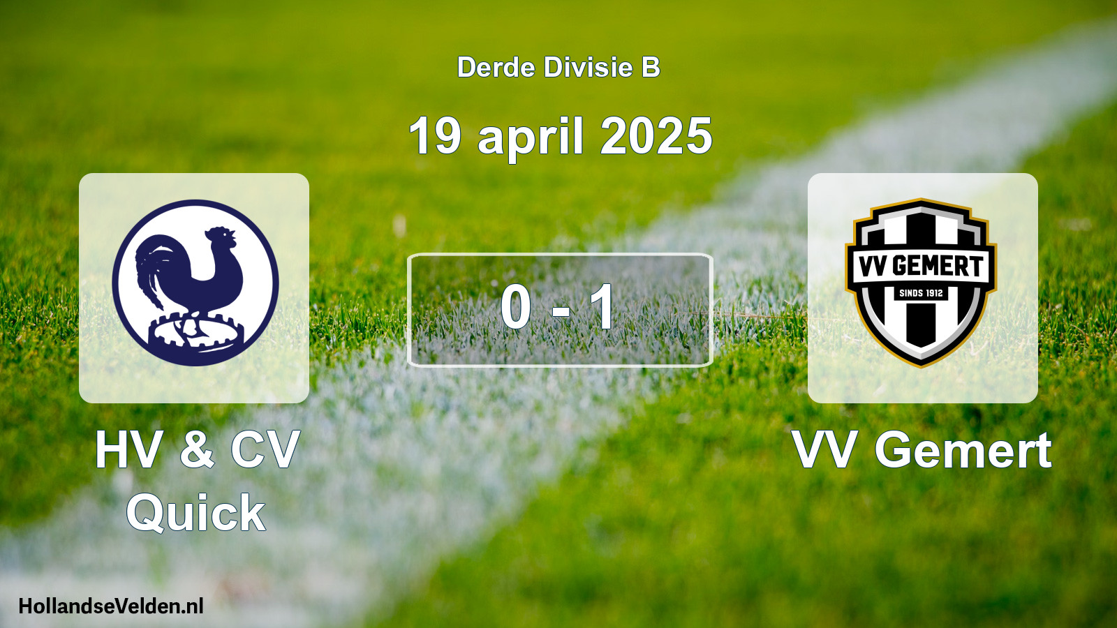Gespeelde wedstrijd: HV & CV Quick - VV Gemert 0 - 1 (19 april 2025)