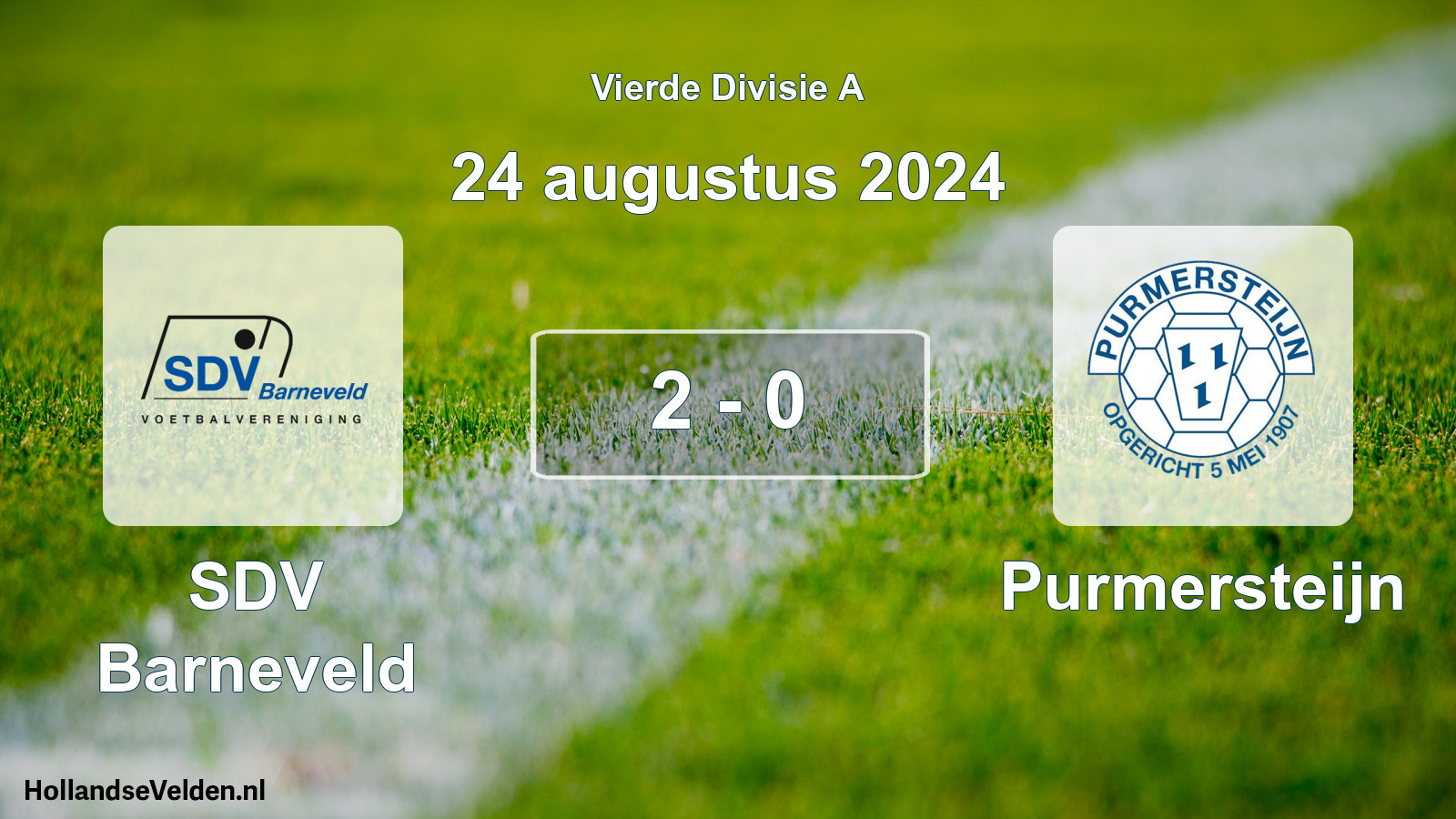 Gespeelde wedstrijd: SDV Barneveld - Purmersteijn 2 - 0 (24 augustus 2024)
