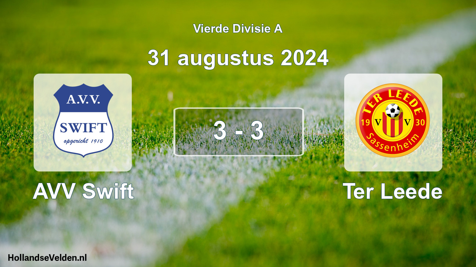 Gespeelde wedstrijd: AVV Swift - Ter Leede 3 - 3 (31 augustus 2024)