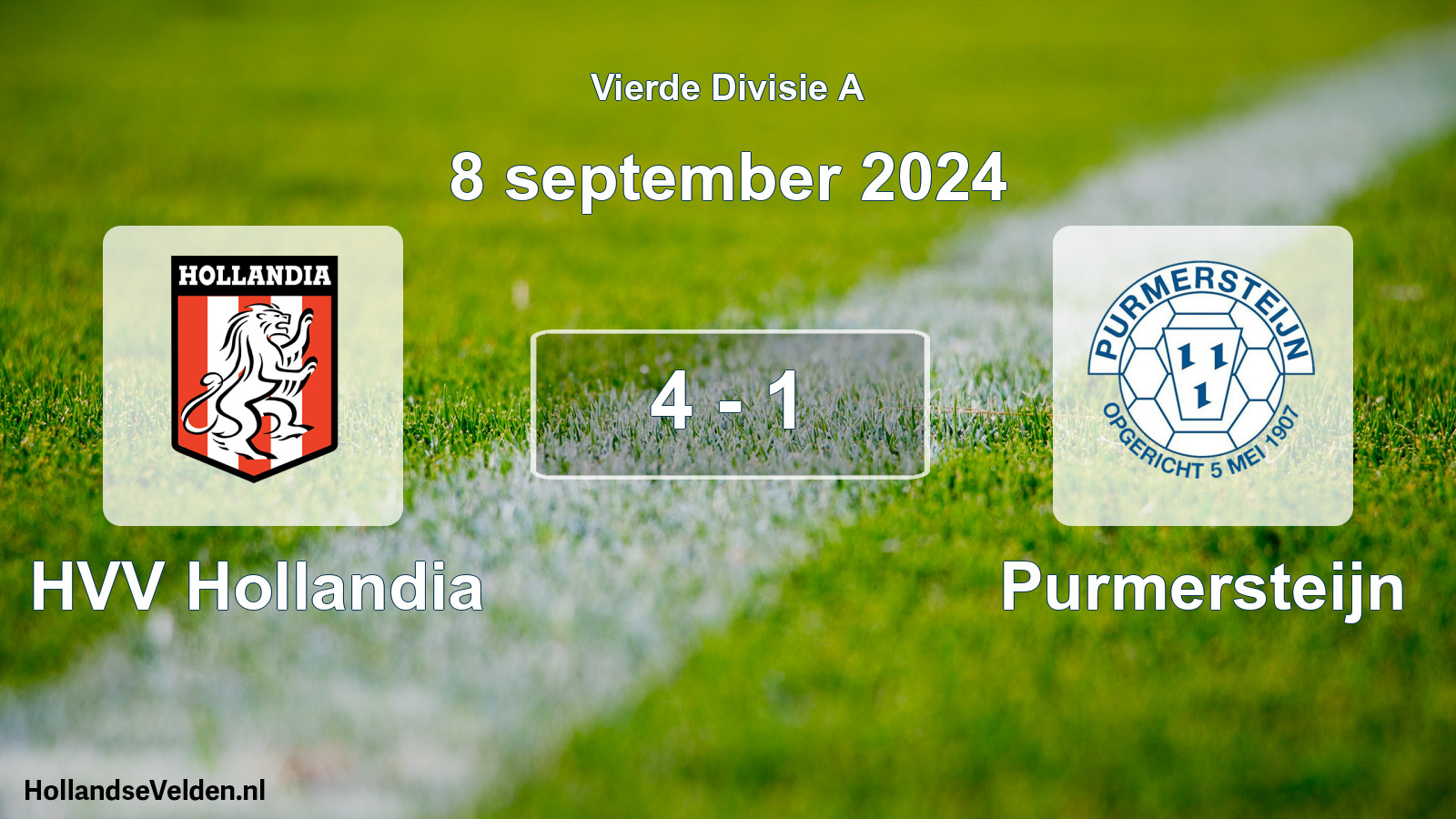 Gespeelde wedstrijd: HVV Hollandia - Purmersteijn 4 - 1 (8 september 2024)