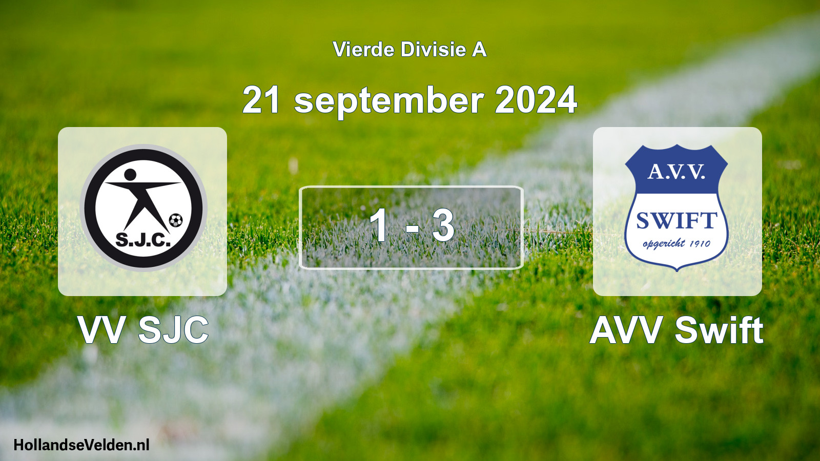Gespeelde wedstrijd: VV SJC - AVV Swift 1 - 3 (21 september 2024)