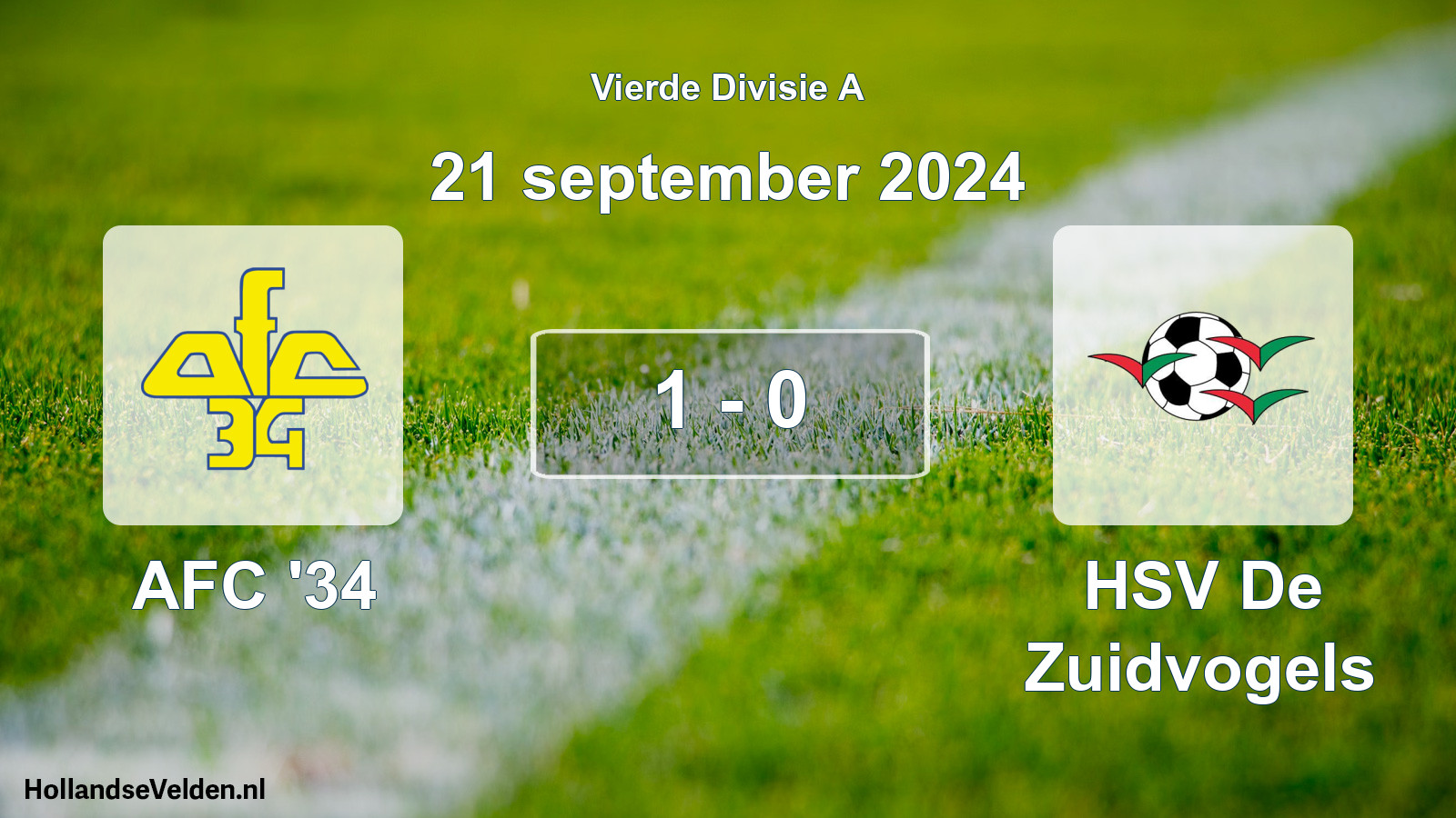Gespeelde wedstrijd: AFC '34 - HSV De Zuidvogels 1 - 0 (21 september 2024)