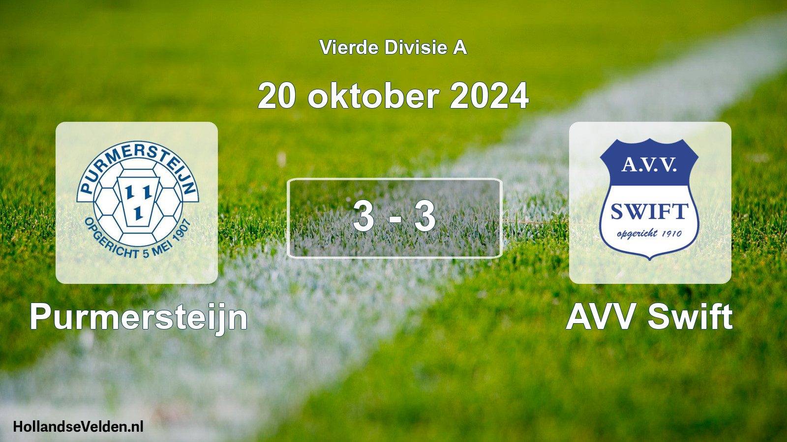 Gespeelde wedstrijd: Purmersteijn - AVV Swift 3 - 3 (20 oktober 2024)