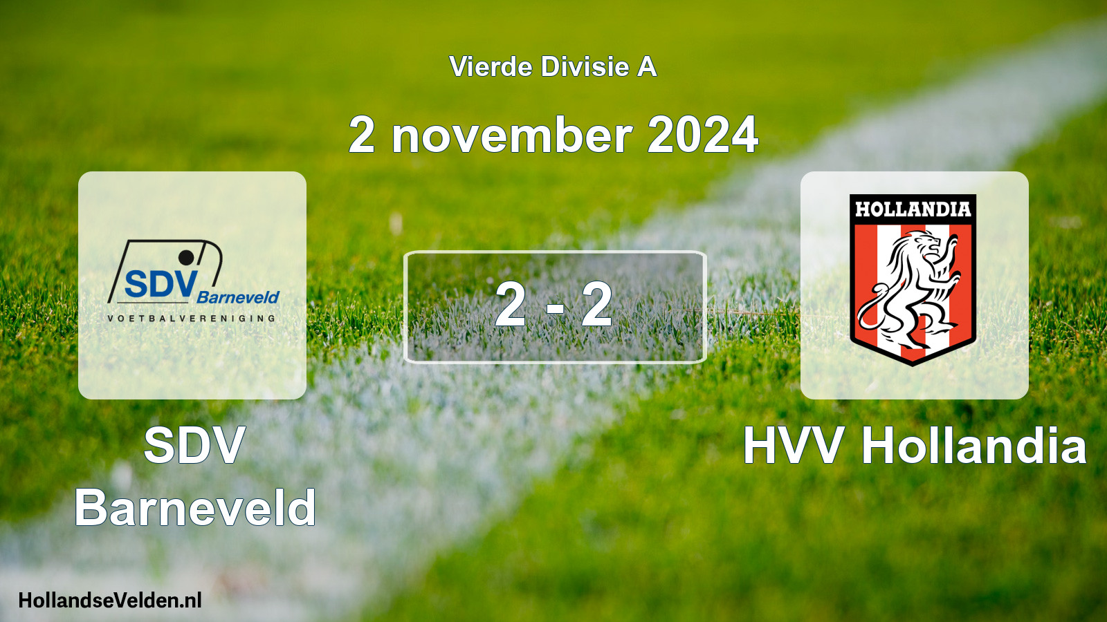 Gespeelde wedstrijd: SDV Barneveld - HVV Hollandia 2 - 2 (2 november 2024)