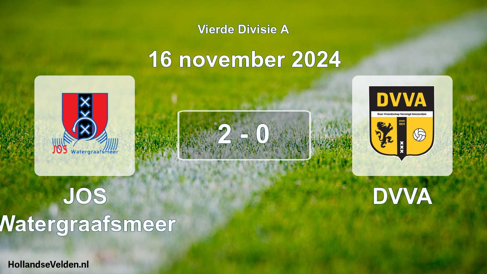 Gespeelde wedstrijd: JOS Watergraafsmeer - DVVA 2 - 0 (16 november 2024)