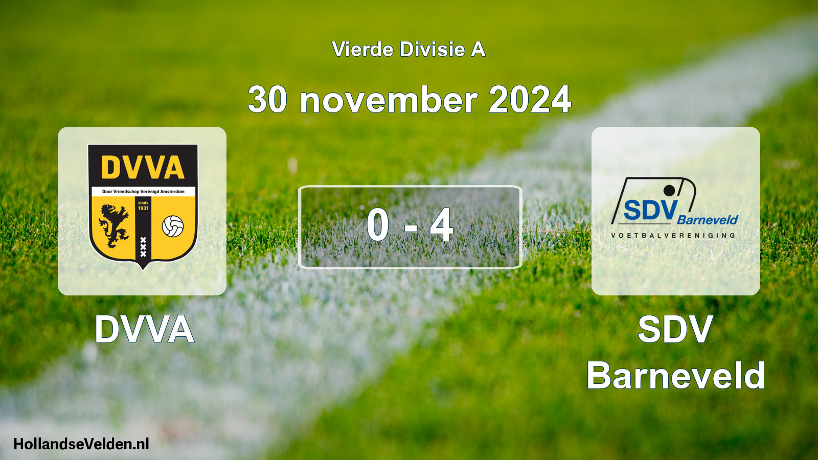 Gespeelde wedstrijd: DVVA - SDV Barneveld 0 - 4 (30 november 2024)