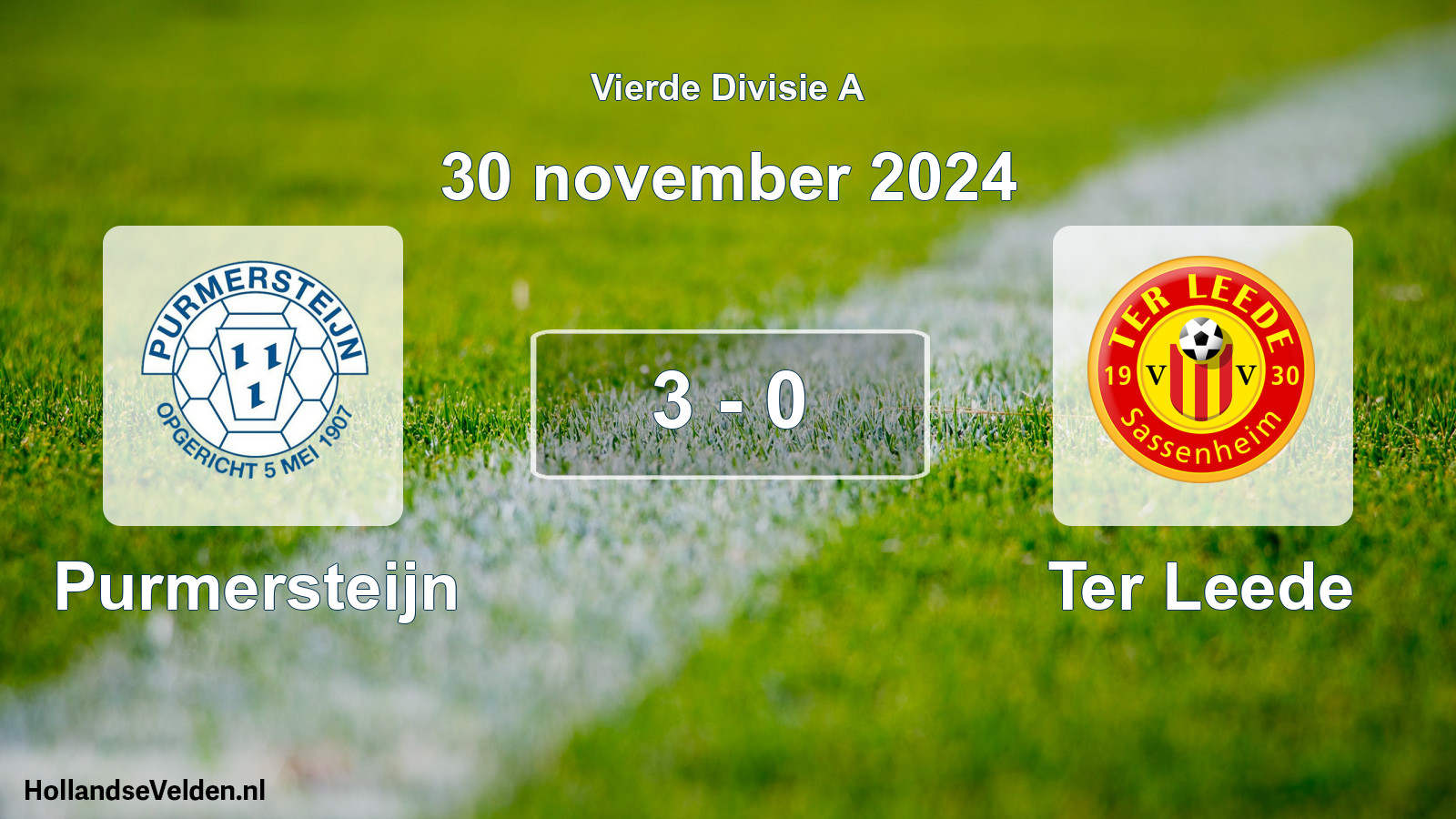 Gespeelde wedstrijd: Purmersteijn - Ter Leede 3 - 0 (30 november 2024)
