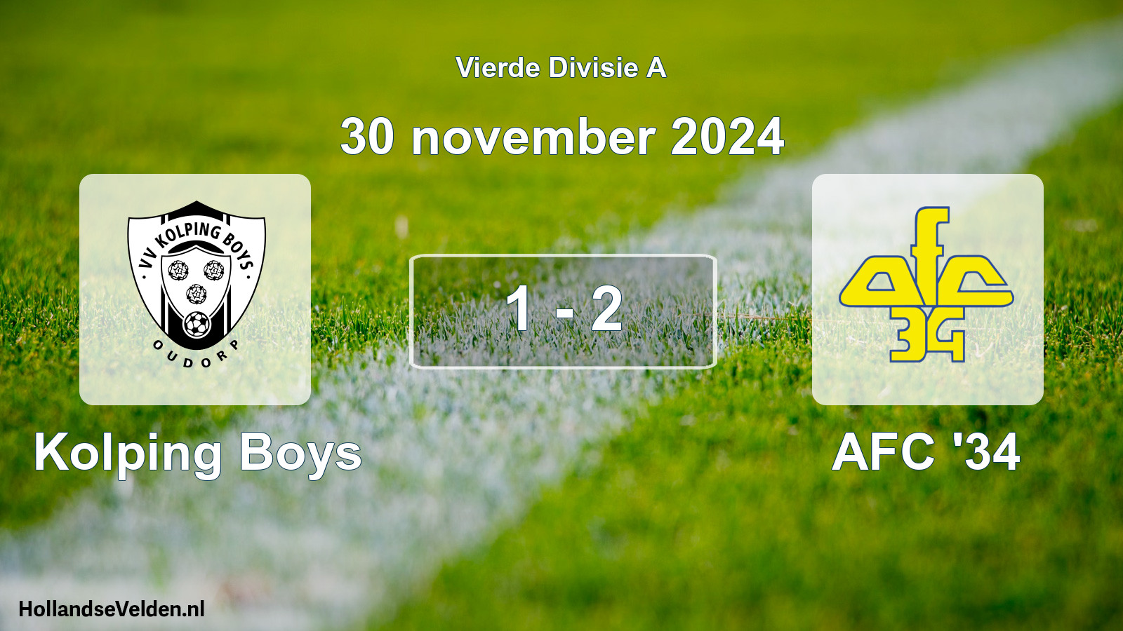 Gespeelde wedstrijd: Kolping Boys - AFC '34 1 - 2 (30 november 2024)