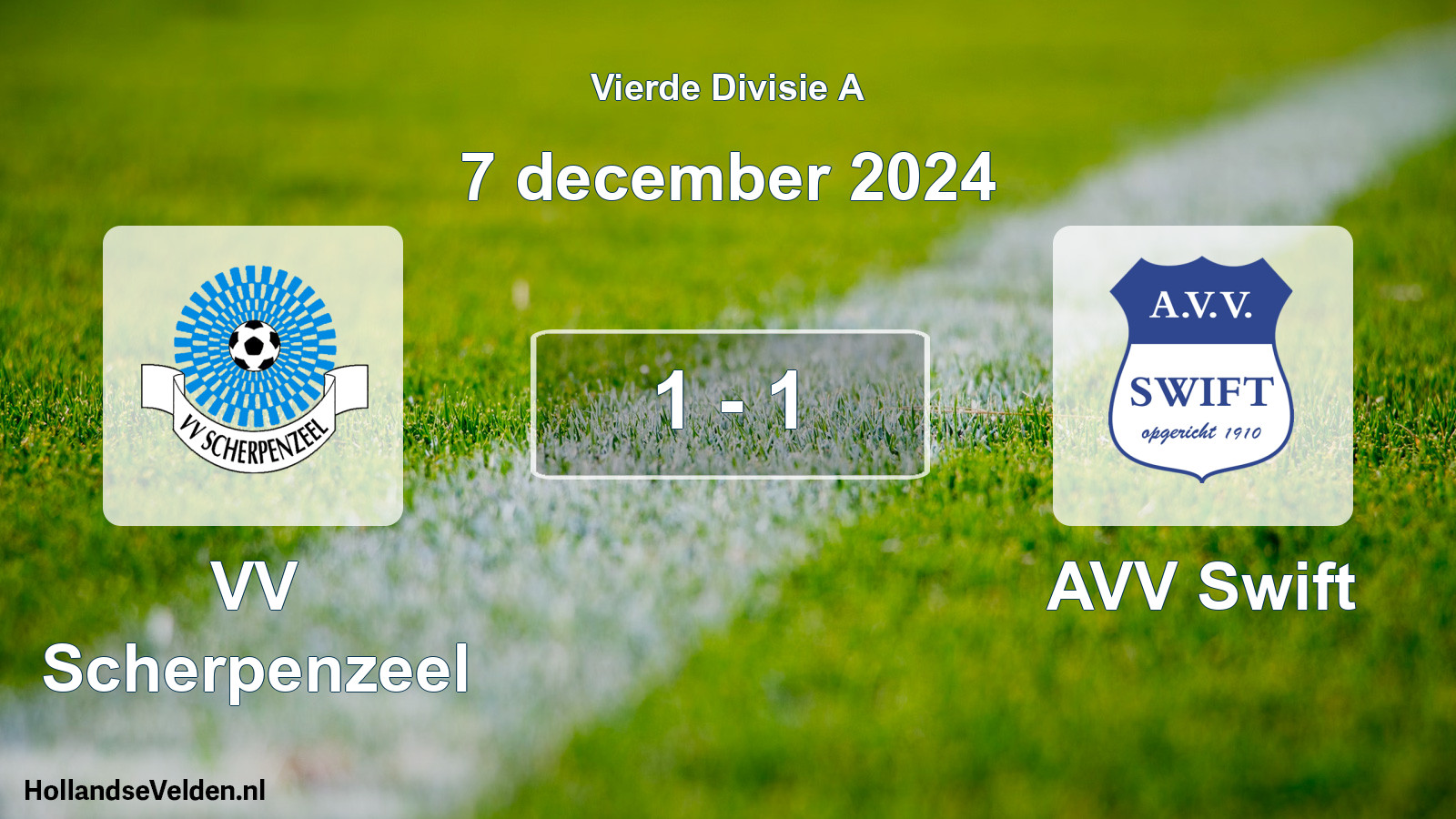 Gespeelde wedstrijd: VV Scherpenzeel - AVV Swift 1 - 1 (7 december 2024)