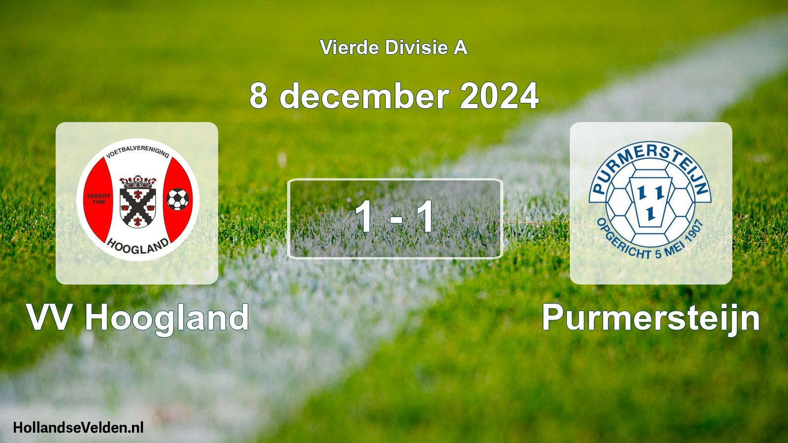 Gespeelde wedstrijd: VV Hoogland - Purmersteijn 1 - 1 (8 december 2024)