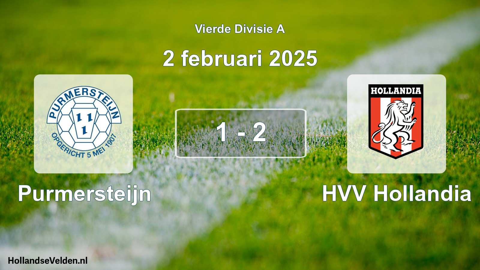 Gespeelde wedstrijd: Purmersteijn - HVV Hollandia 1 - 2 (2 februari 2025)