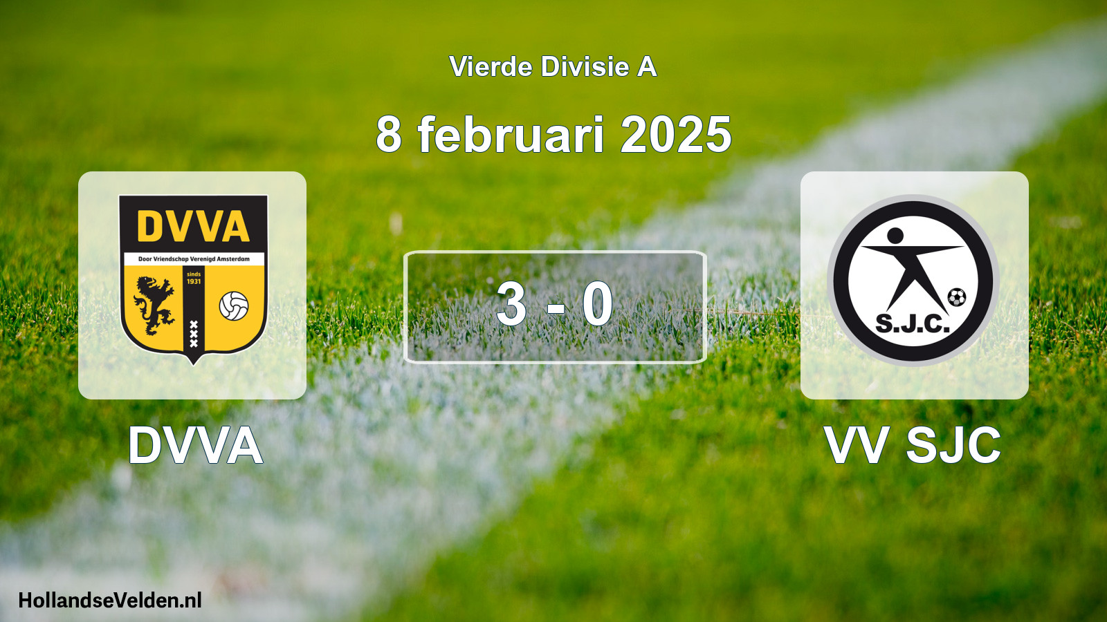 Gespeelde wedstrijd: DVVA - VV SJC 3 - 0 (8 februari 2025)