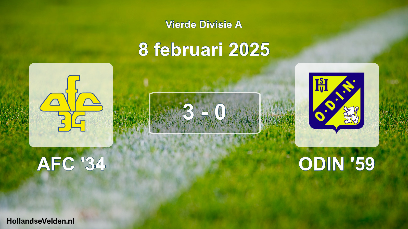 Gespeelde wedstrijd: AFC '34 - ODIN '59 3 - 0 (8 februari 2025)