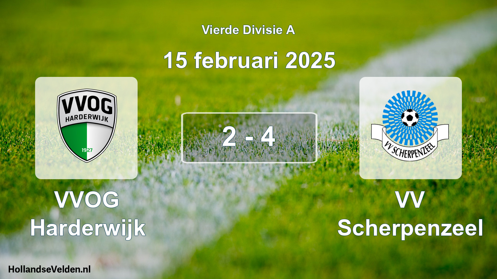 Gespeelde wedstrijd: VVOG Harderwijk - VV Scherpenzeel 2 - 4 (15 februari 2025)