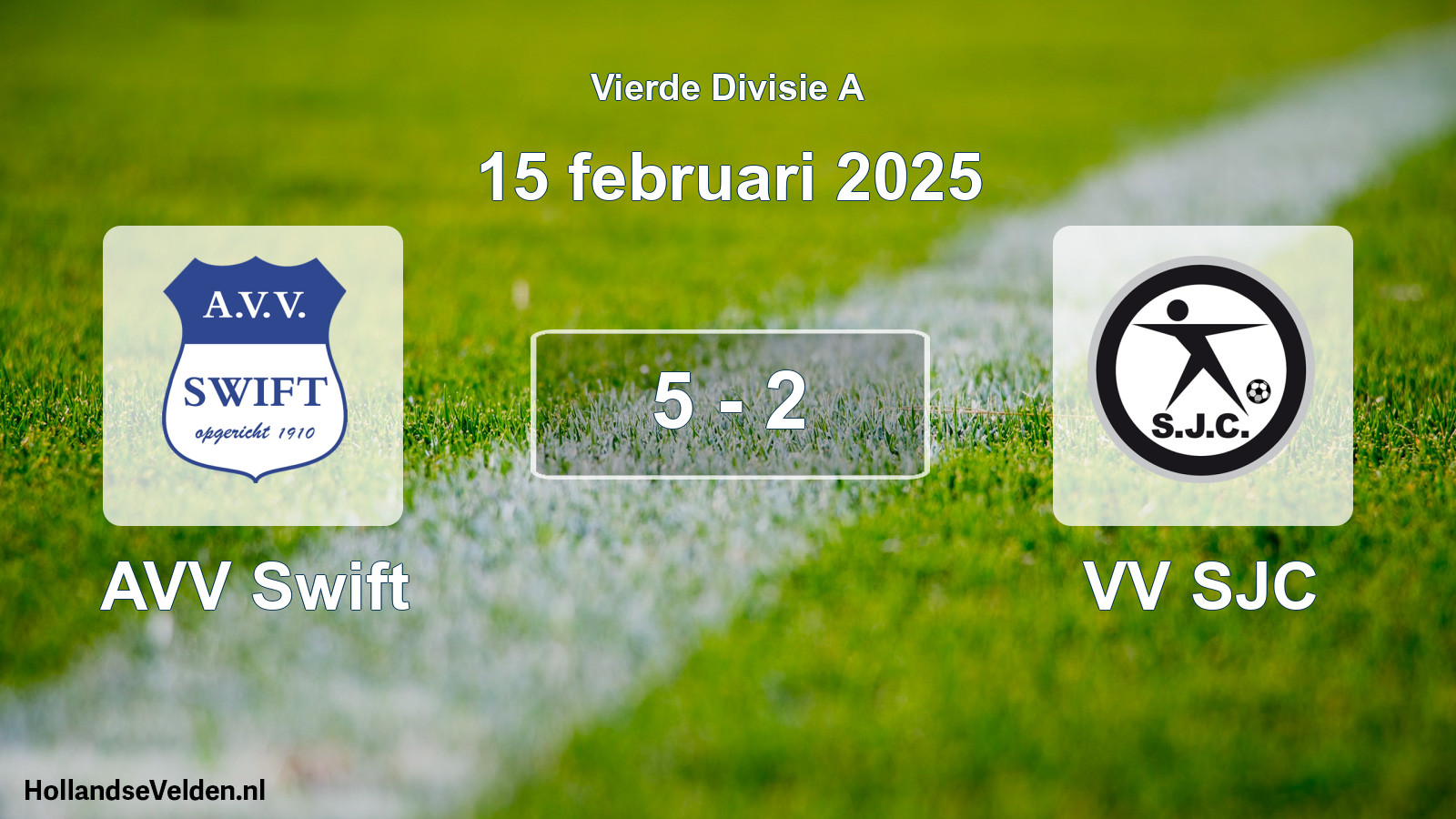 Gespeelde wedstrijd: AVV Swift - VV SJC 5 - 2 (15 februari 2025)