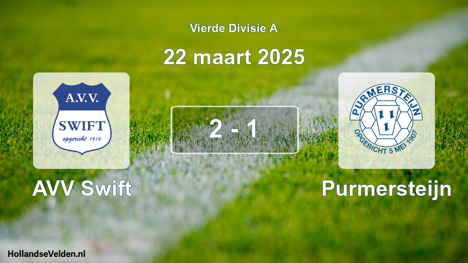 Gespeelde wedstrijd: AVV Swift - Purmersteijn 2 - 1 (22 maart 2025)