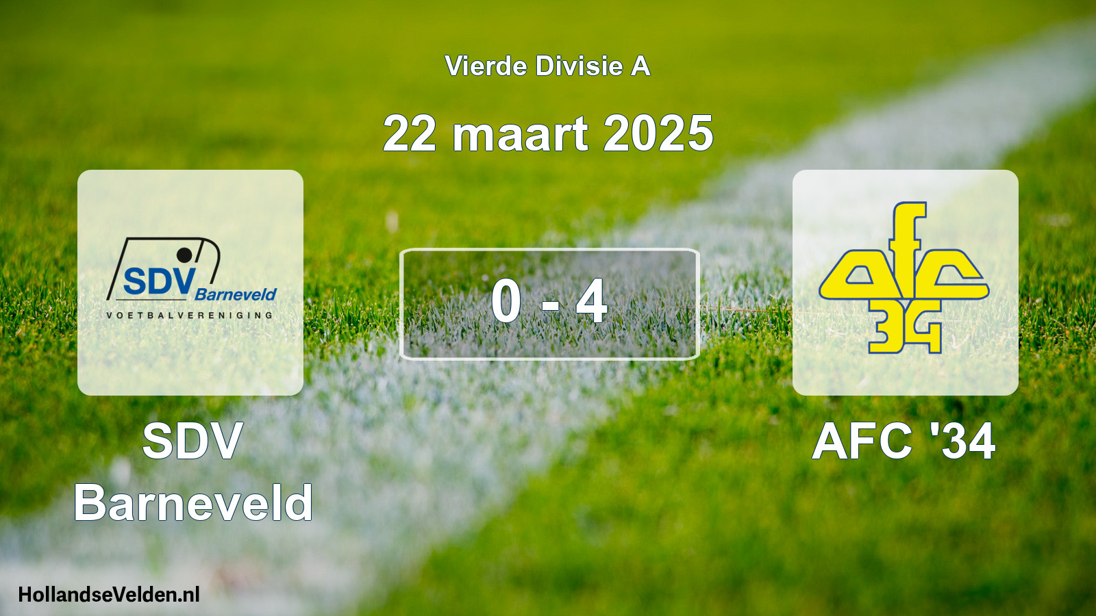 Gespeelde wedstrijd: SDV Barneveld - AFC '34 0 - 4 (22 maart 2025)