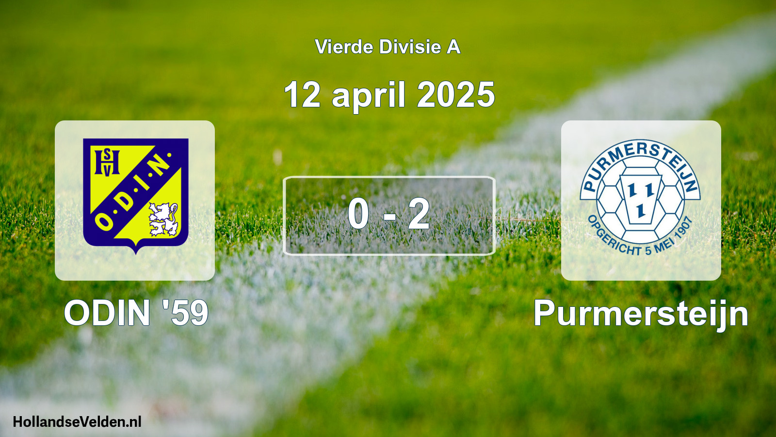 Gespeelde wedstrijd: ODIN '59 - Purmersteijn 0 - 2 (12 april 2025)