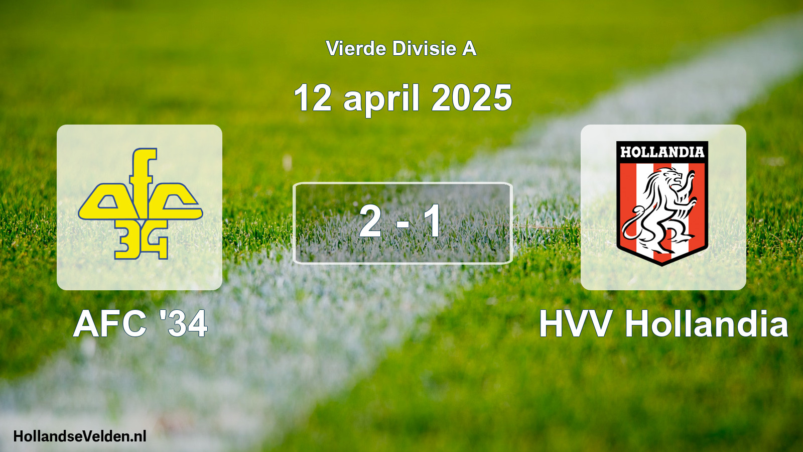 Gespeelde wedstrijd: AFC '34 - HVV Hollandia 2 - 1 (12 april 2025)