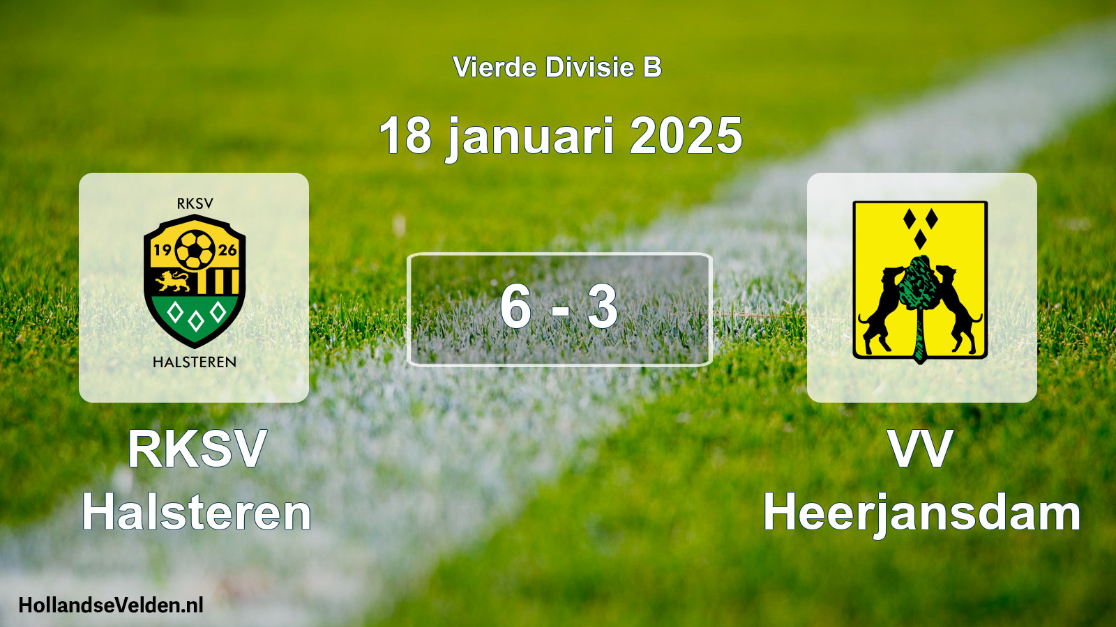 Gespeelde wedstrijd: RKSV Halsteren - VV Heerjansdam 6 - 3 (18 januari 2025)