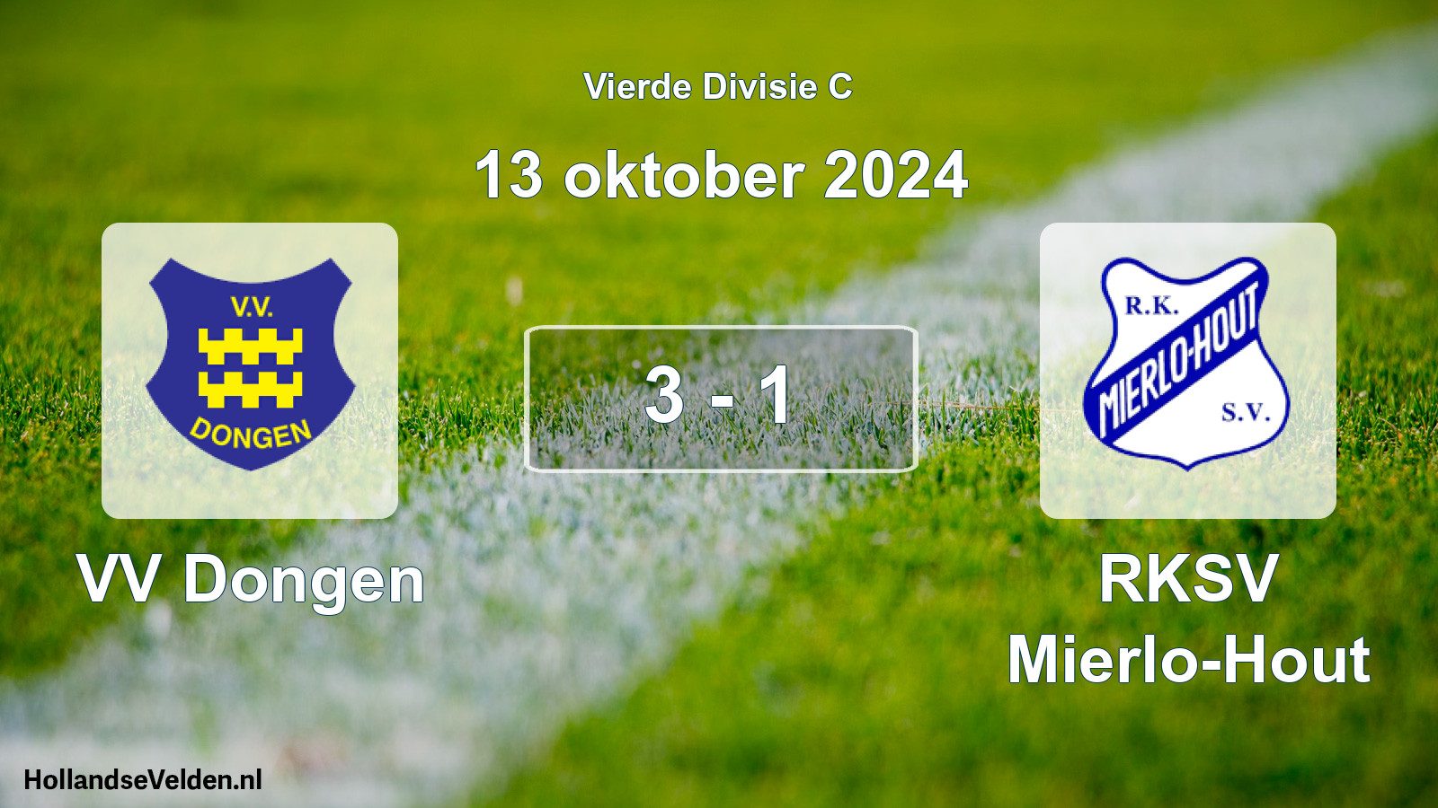 Gespeelde wedstrijd: VV Dongen - RKSV Mierlo-Hout 3 - 1 (13 oktober 2024)