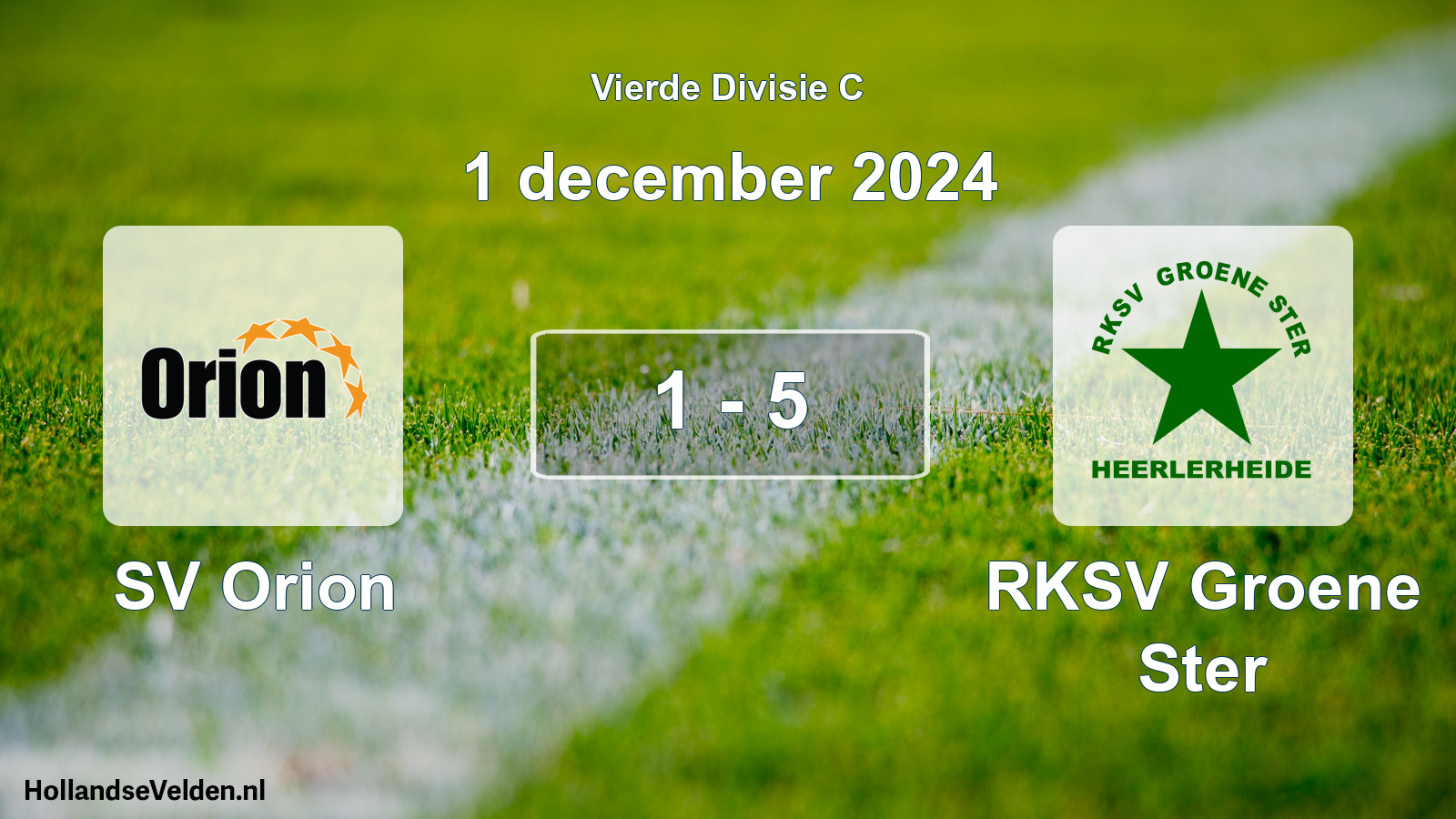 Gespeelde wedstrijd: SV Orion - RKSV Groene Ster 1 - 5 (1 december 2024)