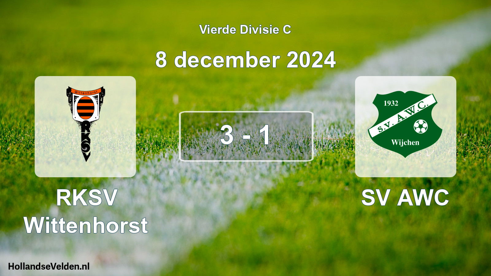 Gespeelde wedstrijd: RKSV Wittenhorst - SV AWC 3 - 1 (8 december 2024)