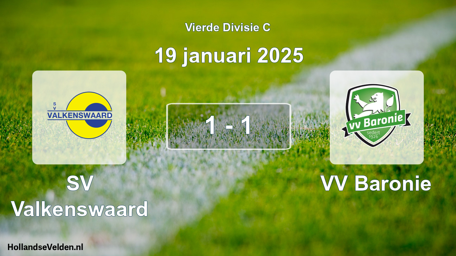 Gespeelde wedstrijd: SV Valkenswaard - VV Baronie 1 - 1 (19 januari 2025)