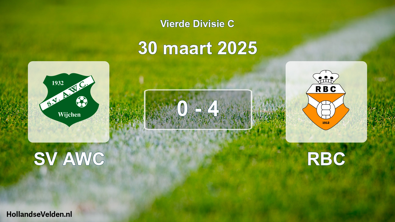 Gespeelde wedstrijd: SV AWC - RBC 0 - 4 (30 maart 2025)