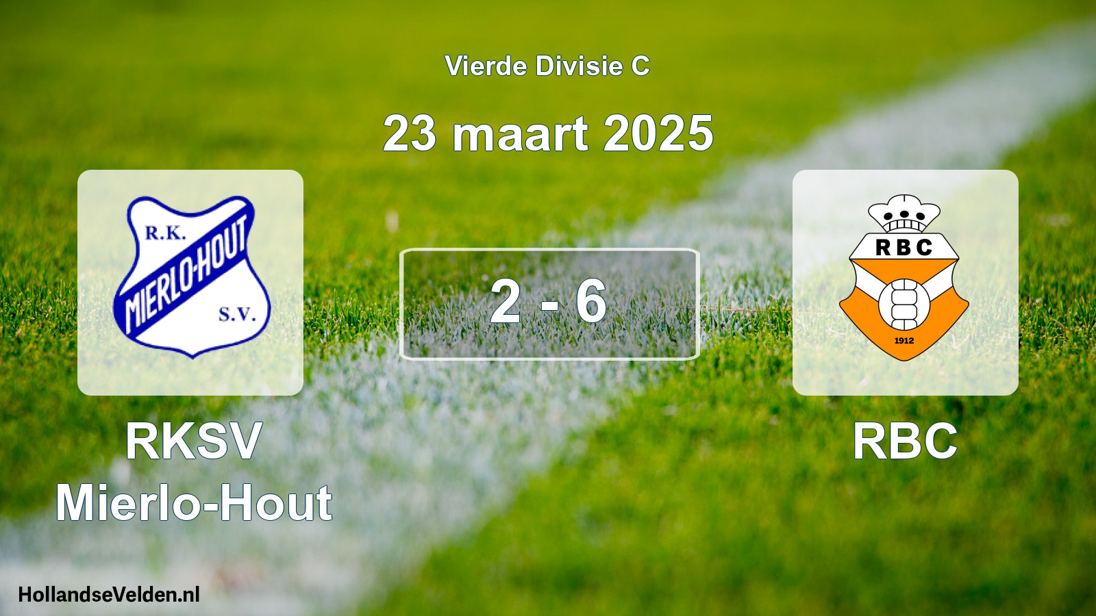 Gespeelde wedstrijd: RKSV Mierlo-Hout - RBC 2 - 6 (23 maart 2025)