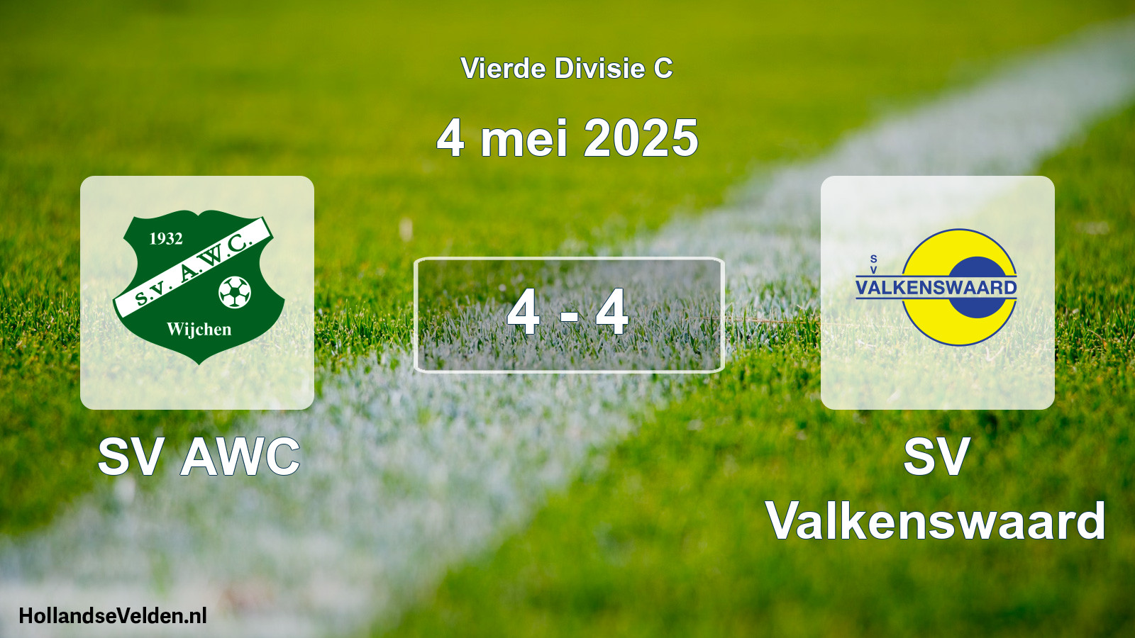 Gespeelde wedstrijd: SV AWC - SV Valkenswaard 4 - 4 (4 mei 2025)