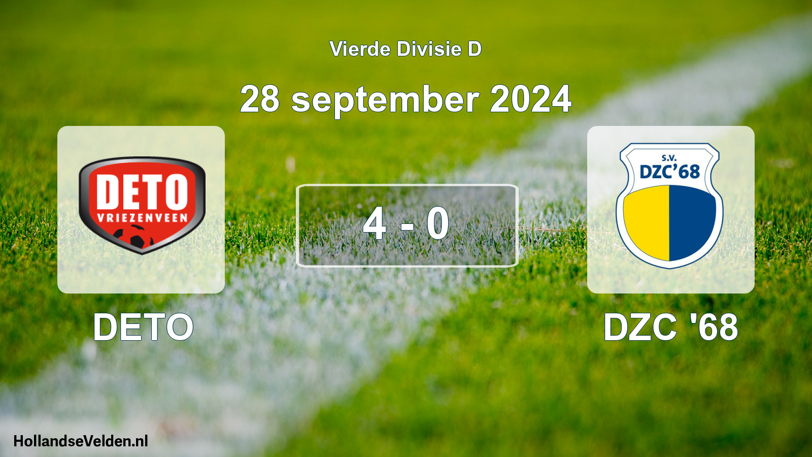 Gespeelde wedstrijd: DETO - DZC '68 4 - 0 (28 september 2024)