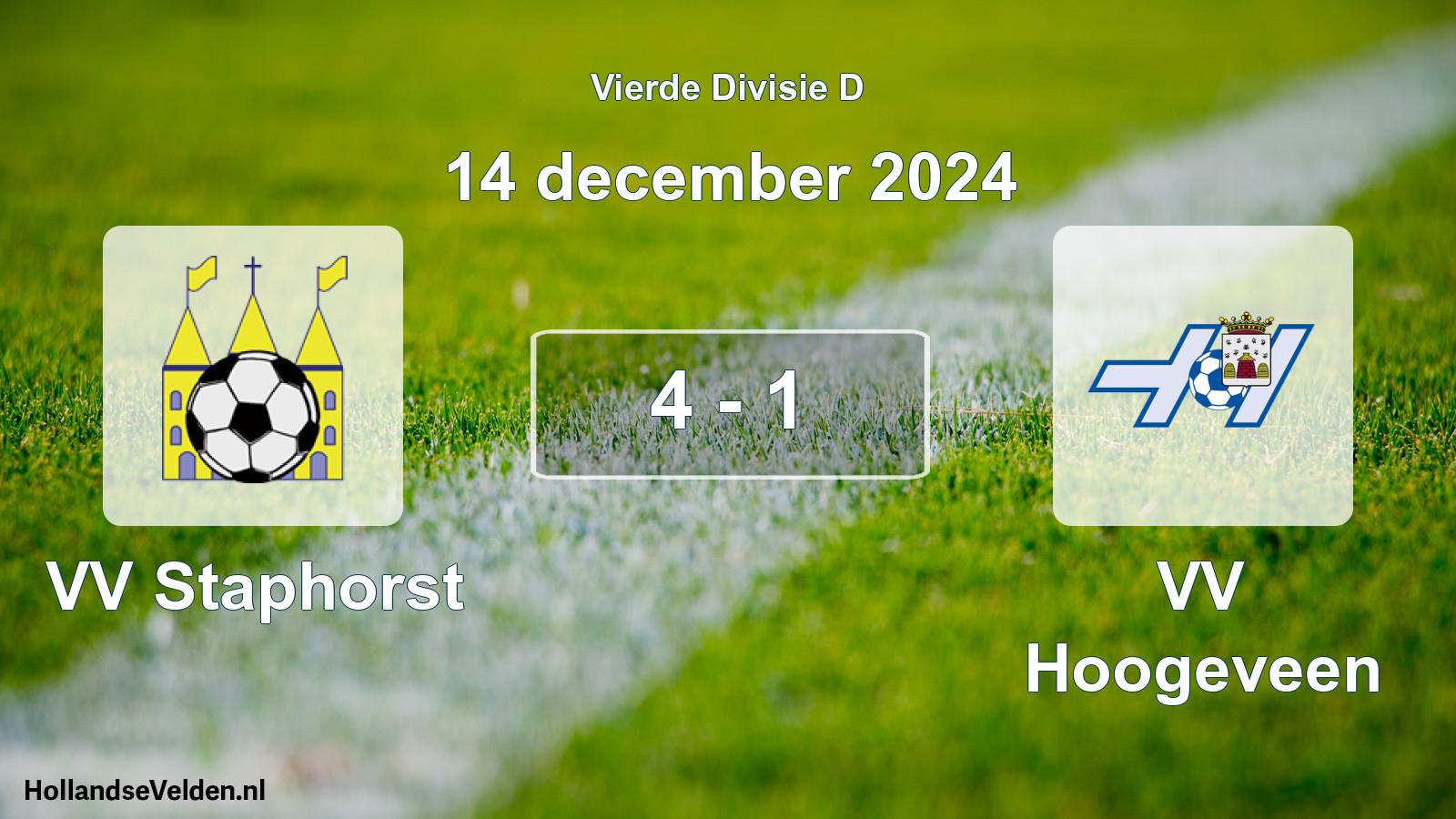 Gespeelde wedstrijd: VV Staphorst - VV Hoogeveen 4 - 1 (14 december 2024)