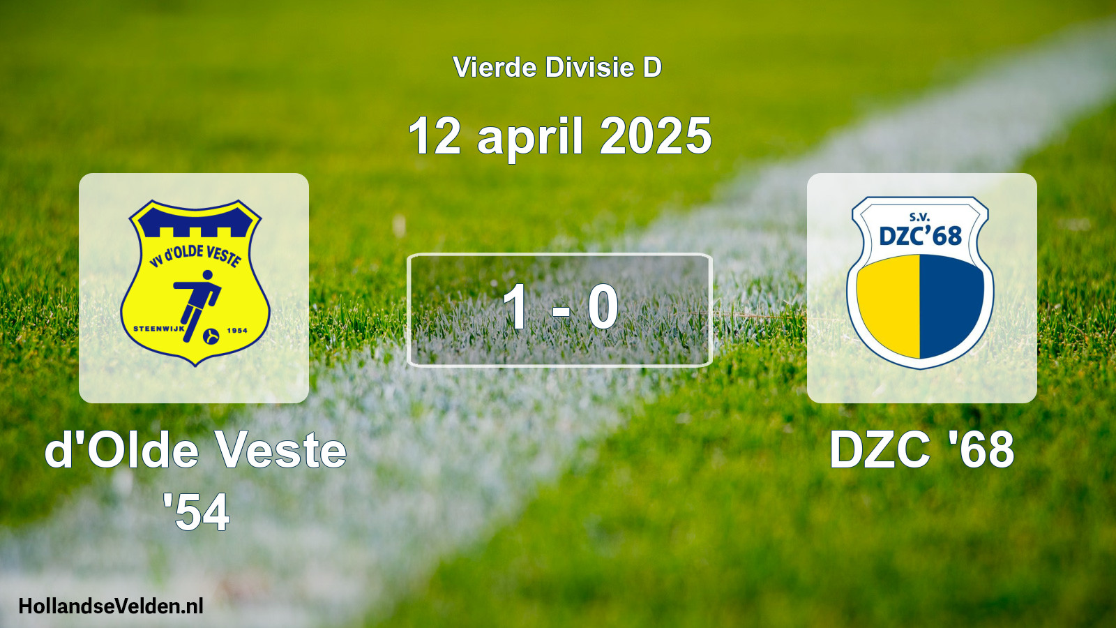 Gespeelde wedstrijd: d'Olde Veste '54 - DZC '68 1 - 0 (12 april 2025)
