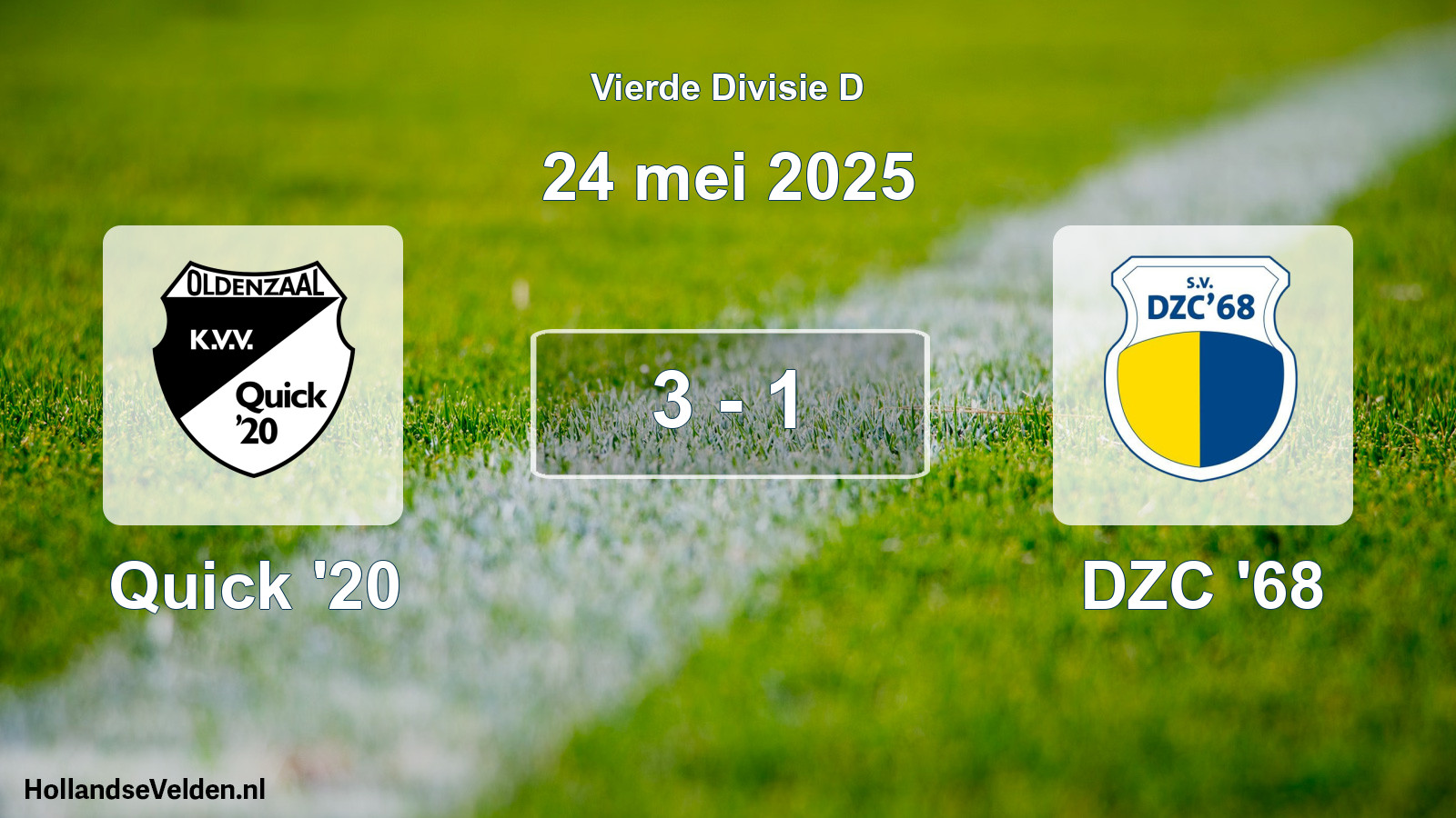 Gespeelde wedstrijd: Quick '20 - DZC '68 3 - 1 (24 mei 2025)