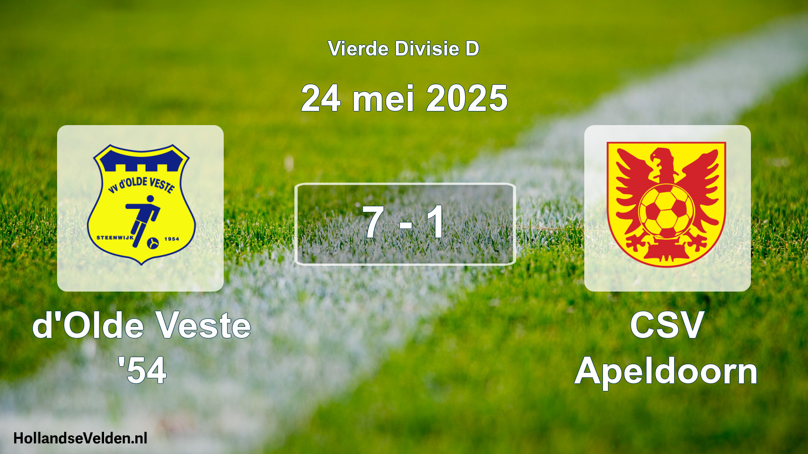 Gespeelde wedstrijd: d'Olde Veste '54 - CSV Apeldoorn 7 - 1 (24 mei 2025)