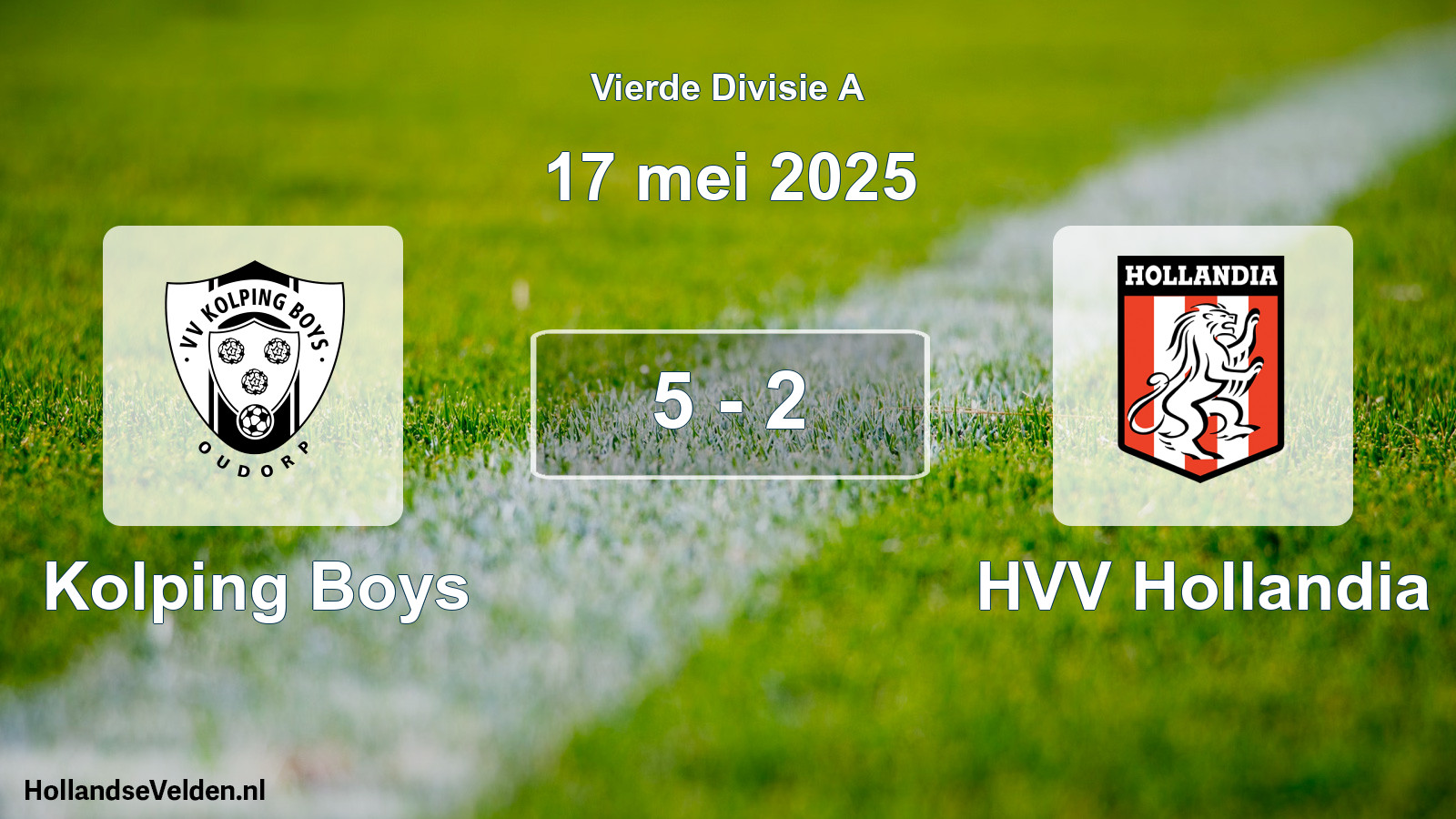 Gespeelde wedstrijd: Kolping Boys - HVV Hollandia 5 - 2 (17 mei 2025)