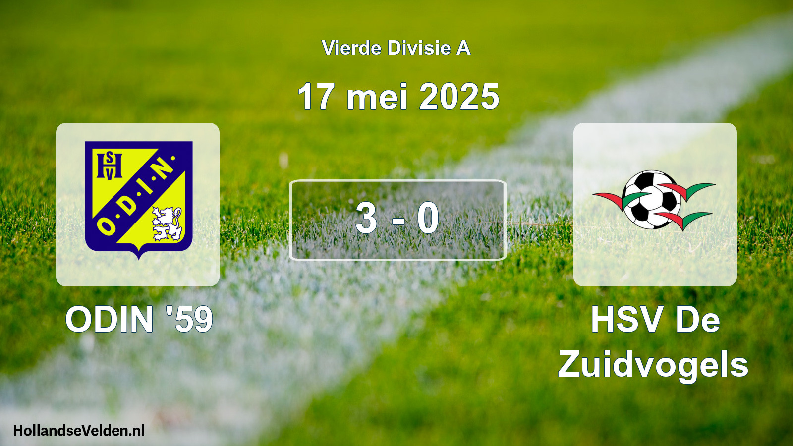 Gespeelde wedstrijd: ODIN '59 - HSV De Zuidvogels 3 - 0 (17 mei 2025)