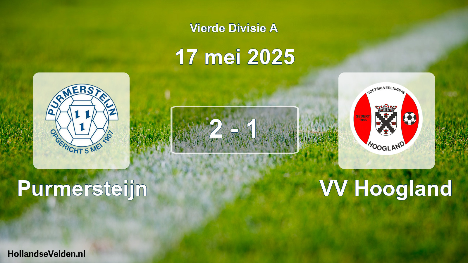 Gespeelde wedstrijd: Purmersteijn - VV Hoogland 2 - 1 (17 mei 2025)