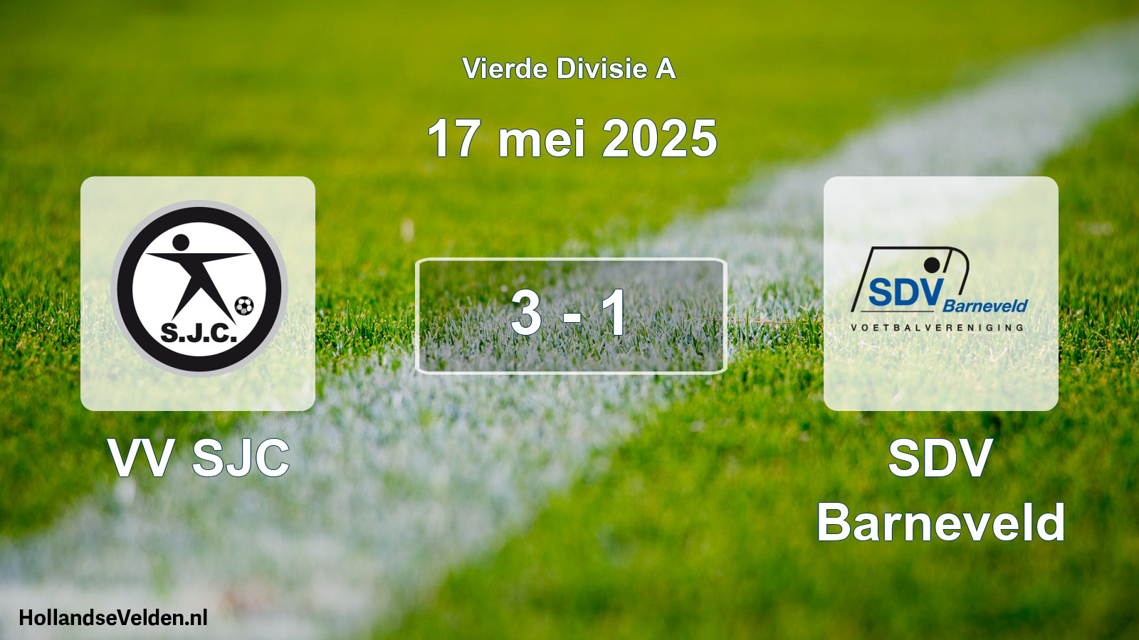 Gespeelde wedstrijd: VV SJC - SDV Barneveld 3 - 1 (17 mei 2025)